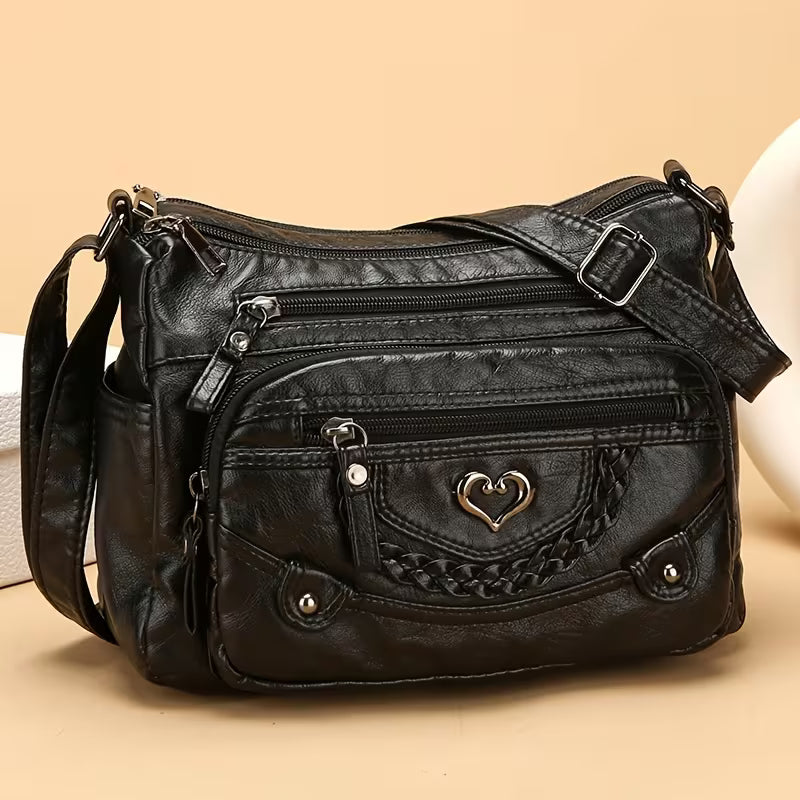 💐(Pack Of 2 ) 🔥🎁Women's Soft PU Crossbody Bag – Multiple Pockets for Perfect Organization 👜