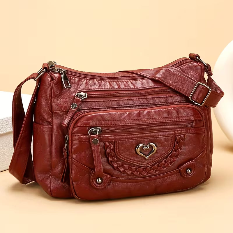 💐(Pack Of 2 ) 🔥🎁Women's Soft PU Crossbody Bag – Multiple Pockets for Perfect Organization 👜