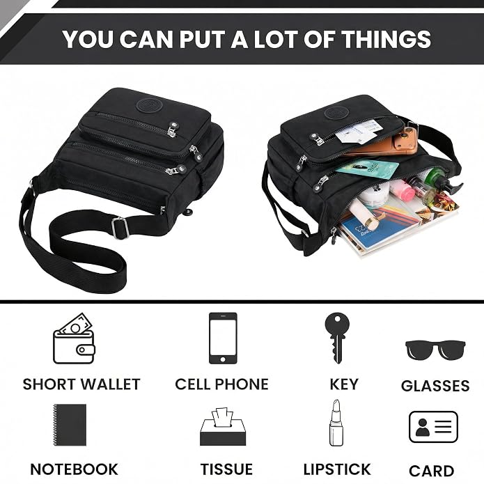 Women's Multi-Pocket Water-Resistant Crossbody Sling Bag { BUY 1 GET 1 – }
